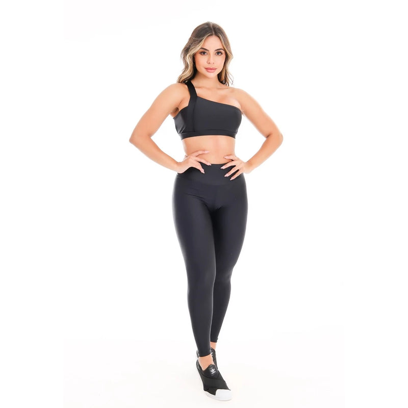 Conjunto Fitness Gladiadora – Alta Sustentação, Brilho Premium e Proteção UV50+ para Seus Treinos