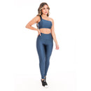 Conjunto Fitness Gladiadora – Alta Sustentação, Brilho Premium e Proteção UV50+ para Seus Treinos