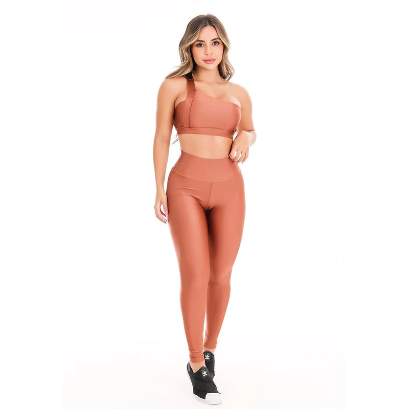 Conjunto Fitness Gladiadora – Alta Sustentação, Brilho Premium e Proteção UV50+ para Seus Treinos
