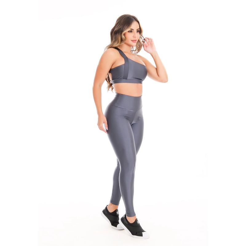Conjunto Fitness Gladiadora – Alta Sustentação, Brilho Premium e Proteção UV50+ para Seus Treinos