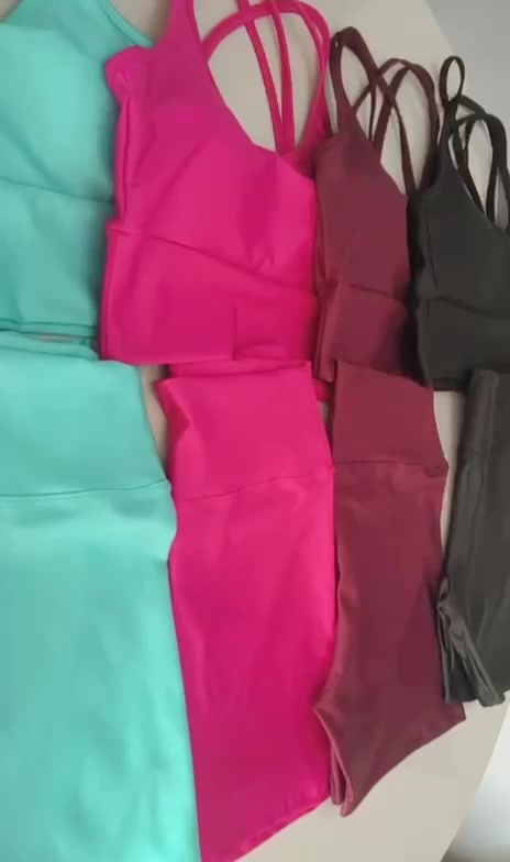 Kit 2 Conjuntos Fitness Feminino Top e Short | Bojo Removível | Zero Transparente