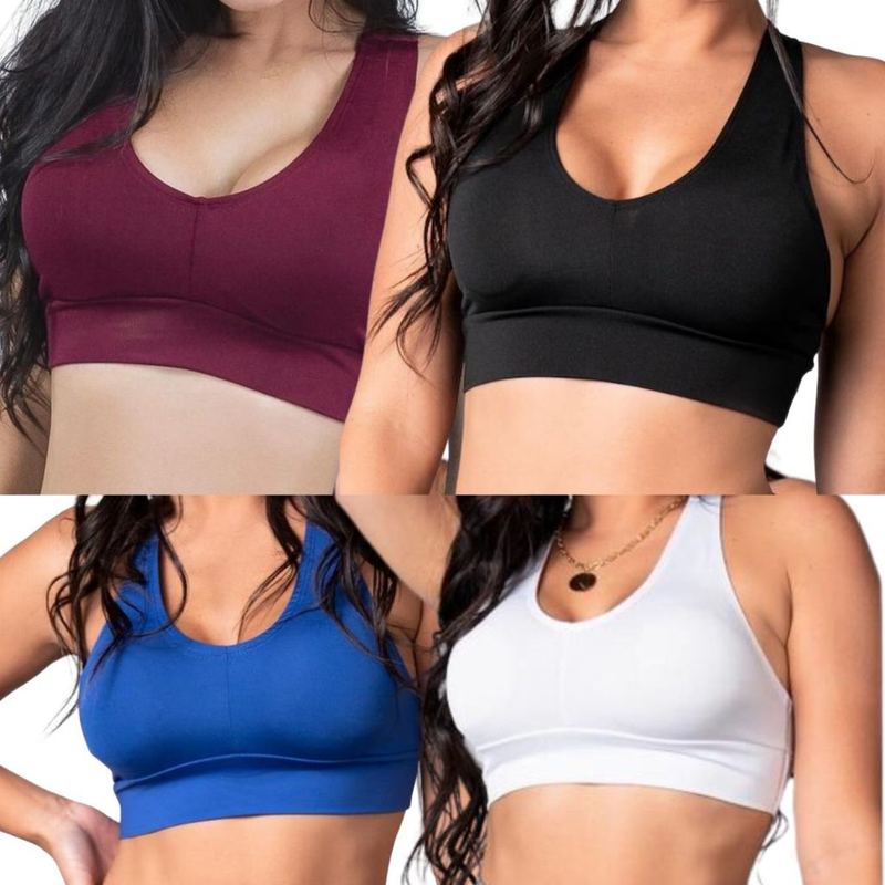 Kit 3 Tops Fitness Suplex Feminino | Treino e Academia