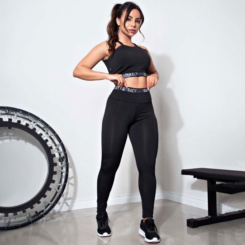 Conjunto Fitness Feminino com Legging Cintura Alta e Top Cropped Racy