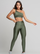 Conjunto Calça Legging Fitness mais top sem bojos Poliamida Academia cintura alta