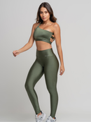 Conjunto Calça Legging Fitness mais top sem bojos Poliamida Academia cintura alta