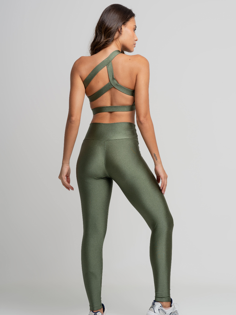 Conjunto Calça Legging Fitness mais top sem bojos Poliamida Academia cintura alta