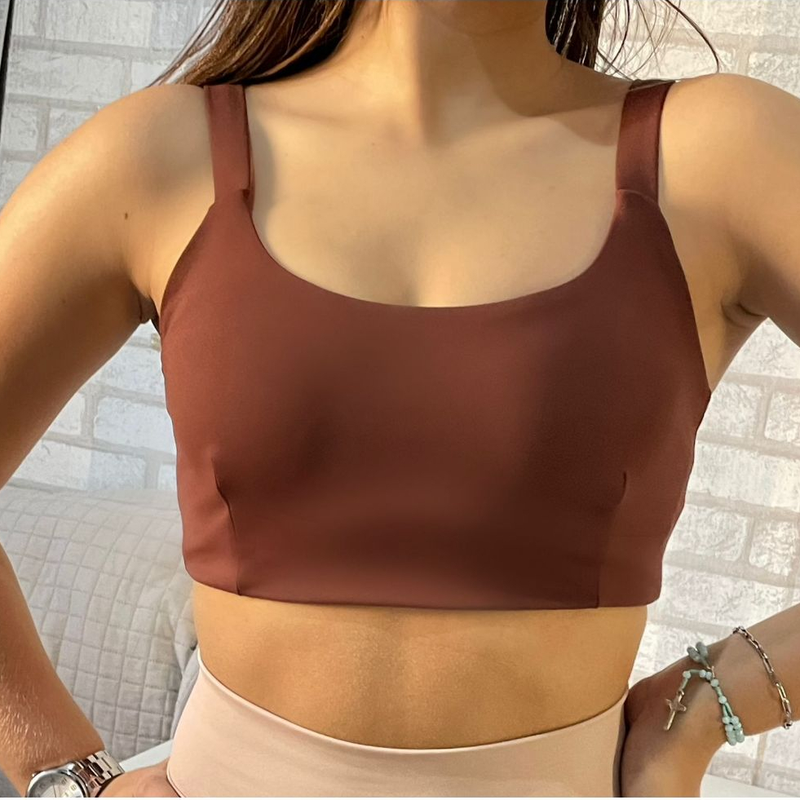 Top Academia Fitness Duplo Poliamida Alça Grossa Com Sustentação