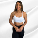 Top Academia Fitness Duplo Poliamida Costas Nua Alça Fina Com Elástico Na Barra