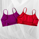 Top Academia Fitness Duplo Poliamida Costas Nua Alça Fina Com Elástico Na Barra