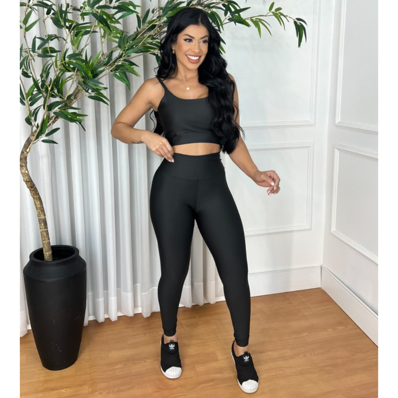 Conjunto Fitness Feminino com Top e Calça Cintura Alta – Zero Transparência