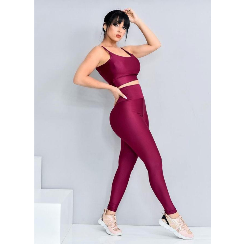 Conjunto Fitness Feminino com Top e Calça Cintura Alta – Zero Transparência