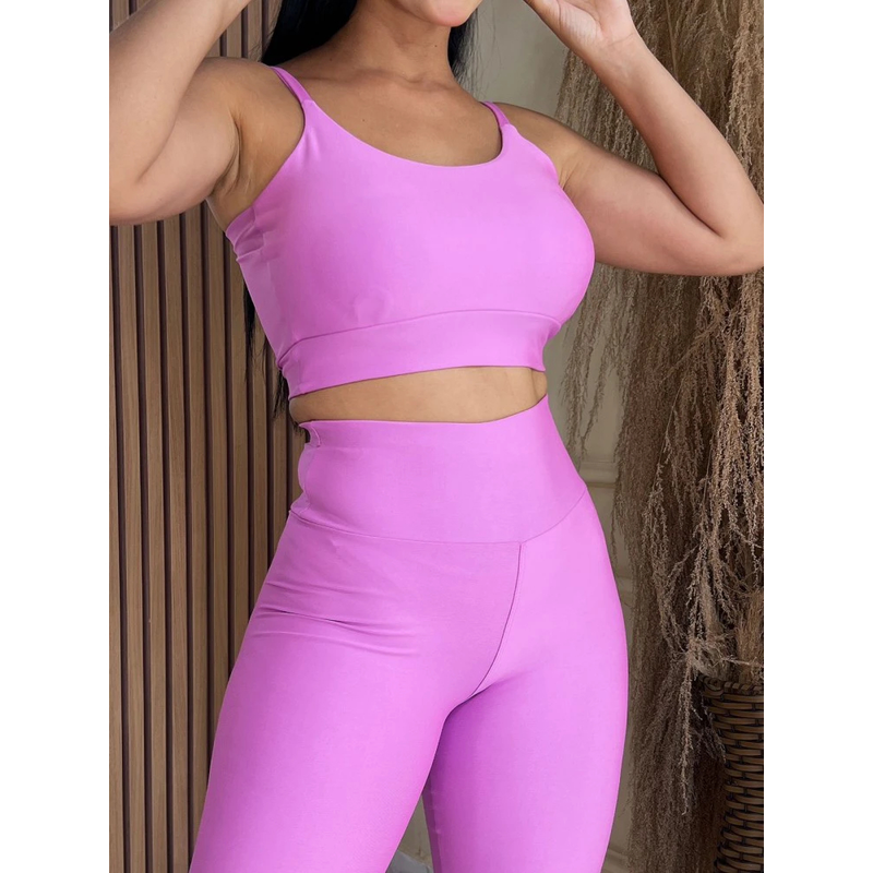Conjunto Fitness Feminino com Top e Calça Cintura Alta – Zero Transparência