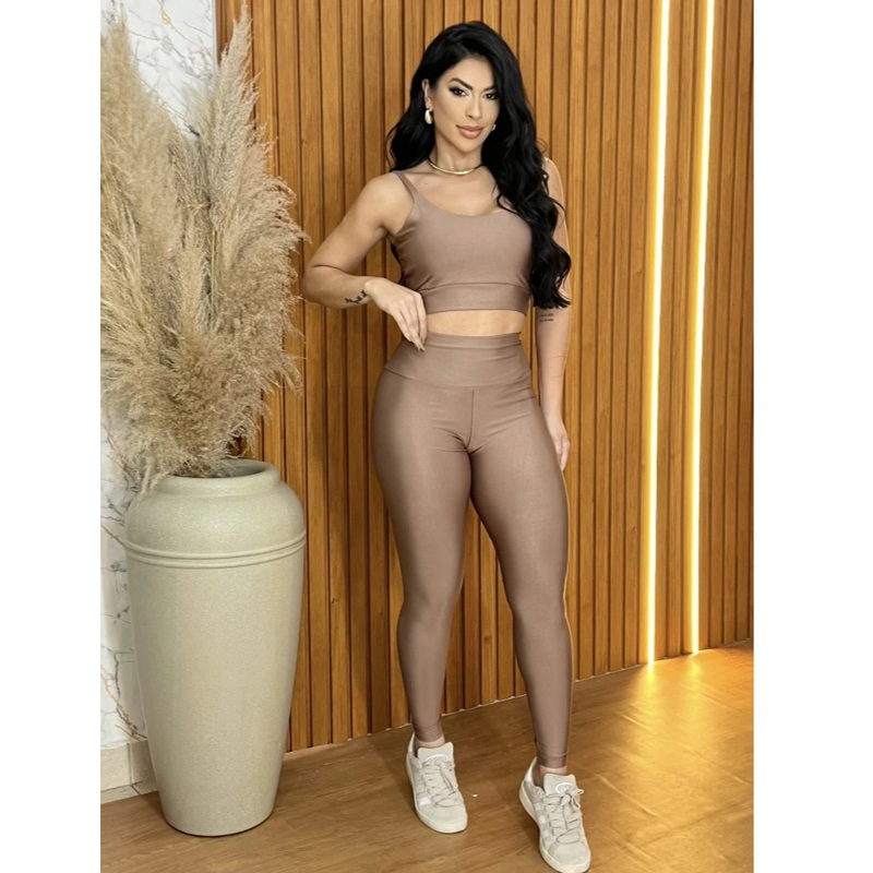 Conjunto Fitness Feminino com Top e Calça Cintura Alta – Zero Transparência