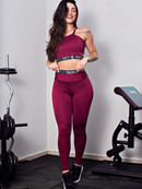 Conjunto Fitness Calça Legging Cintura Alta e Cropped Alcinha com Elásticos Racy para Treinar
