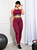 Conjunto Fitness Calça Legging Cintura Alta e Cropped Alcinha com Elásticos Racy para Treinar