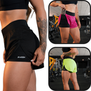 Shorts 2 em 1 feminino com compresao dry fit para academia e caminhadas