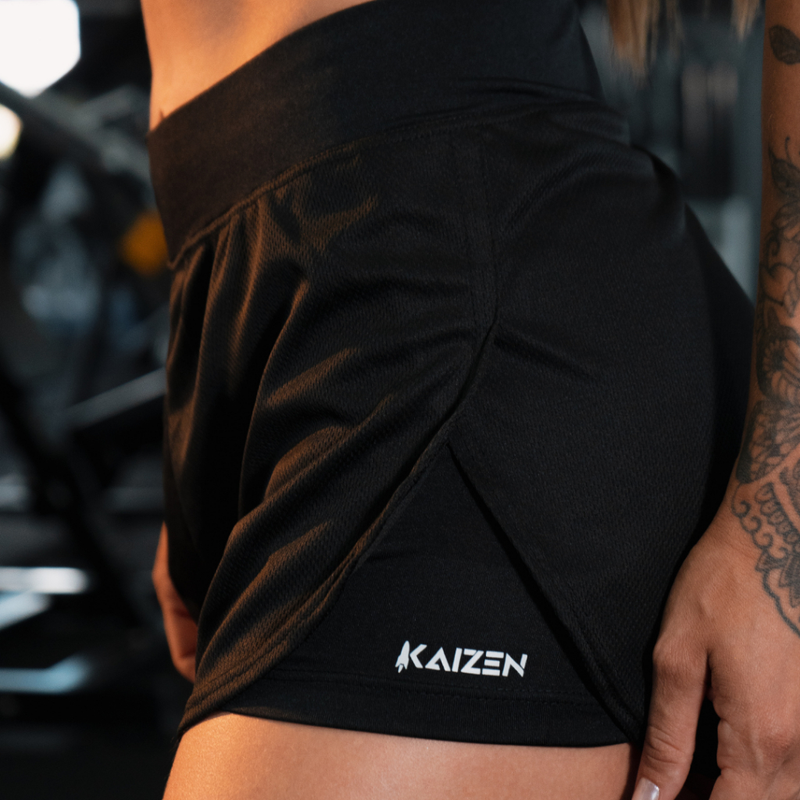 Shorts 2 em 1 feminino com compresao dry fit para academia e caminhadas