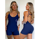 Macaquinho Fitness Feminino Suplex com Costas Abertas.