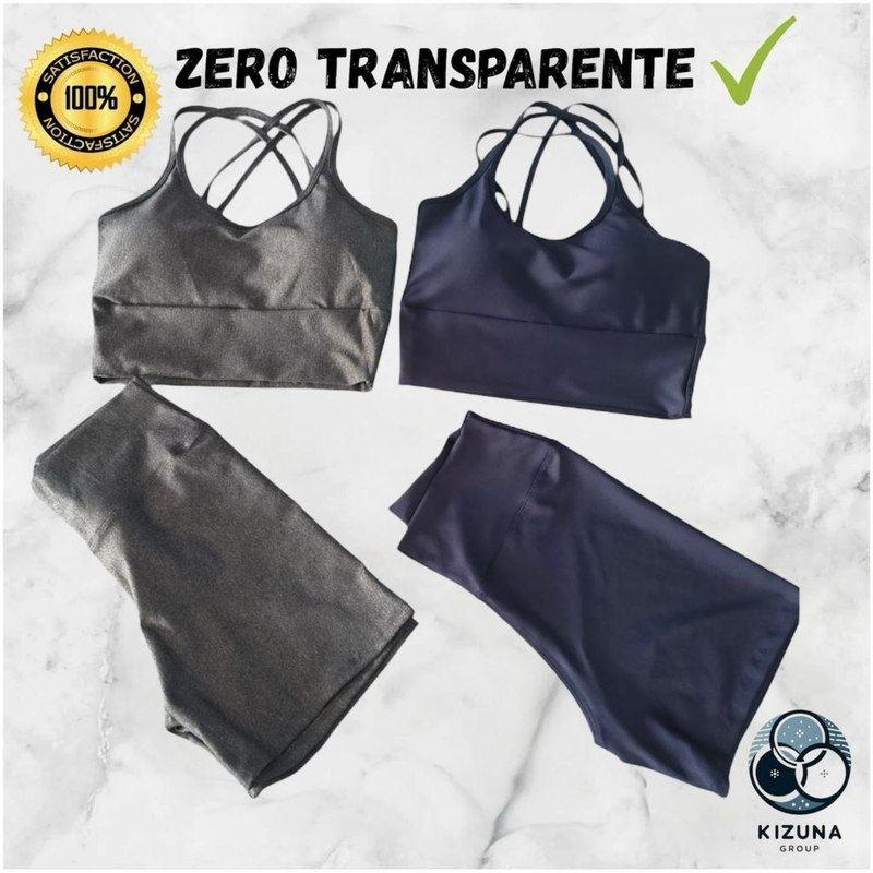 Kit 2 Conjuntos Fitness Feminino Top e Short | Bojo Removível | Zero Transparente