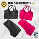 Kit 2 Conjuntos Fitness Feminino Top e Short | Bojo Removível | Zero Transparente