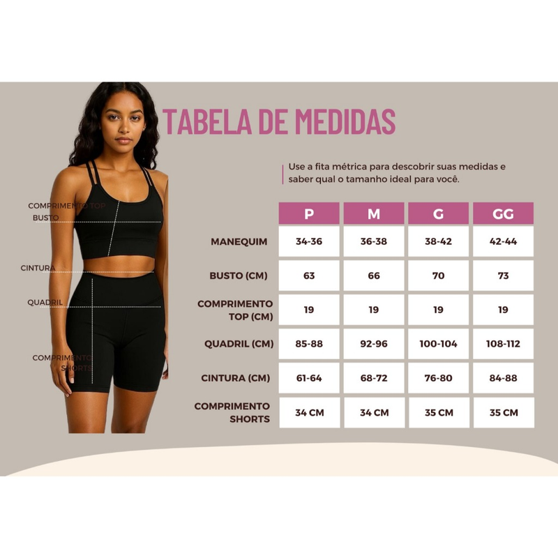 Kit 2 Conjuntos Fitness Feminino Top e Short | Bojo Removível | Zero Transparente
