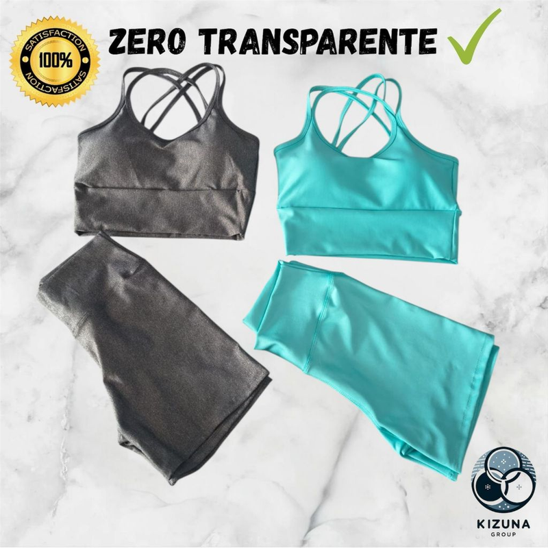 Kit com 2 Conjuntos Fitness – Top + Short Cintura Alta | Zero Transparência, Sustentação e Conforto Absoluto