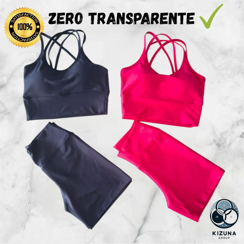 Kit com 2 Conjuntos Fitness – Top + Short Cintura Alta | Zero Transparência, Sustentação e Conforto Absoluto