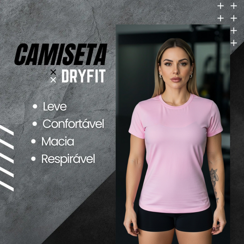 Kit 5 Camiseta Feminina Dry Fit Academia Treino Corrida Esportes Proteção UV