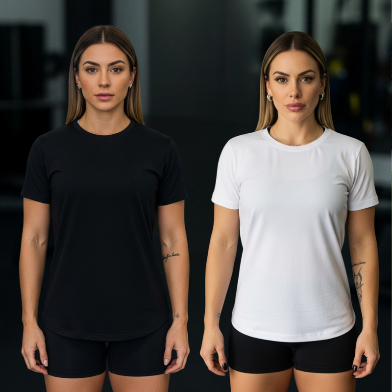 Kit 5 Camiseta Feminina Dry Fit Academia Treino Corrida Esportes Proteção UV
