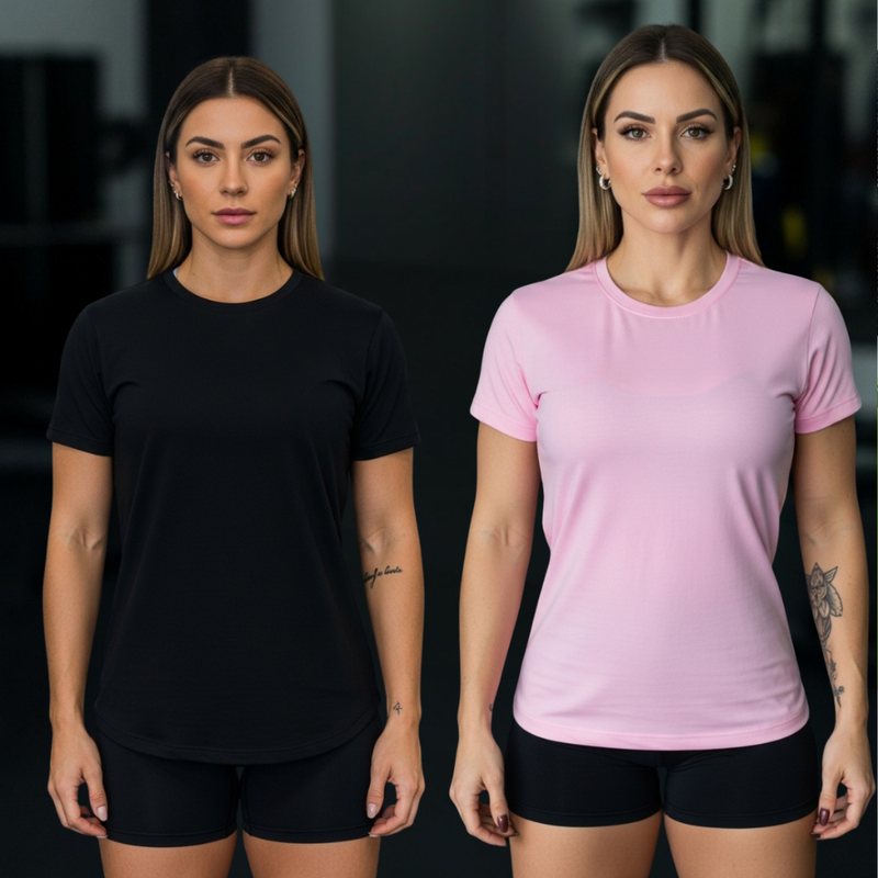 Kit 5 Camiseta Feminina Dry Fit Academia Treino Corrida Esportes Proteção UV