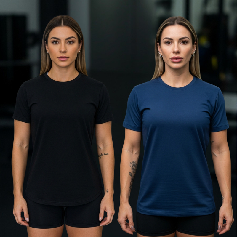 Kit 2 Camisetas Femininas Dry Fit com Proteção UV