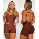 Macaquinho Fitness Feminino Suplex com Costas Abertas.