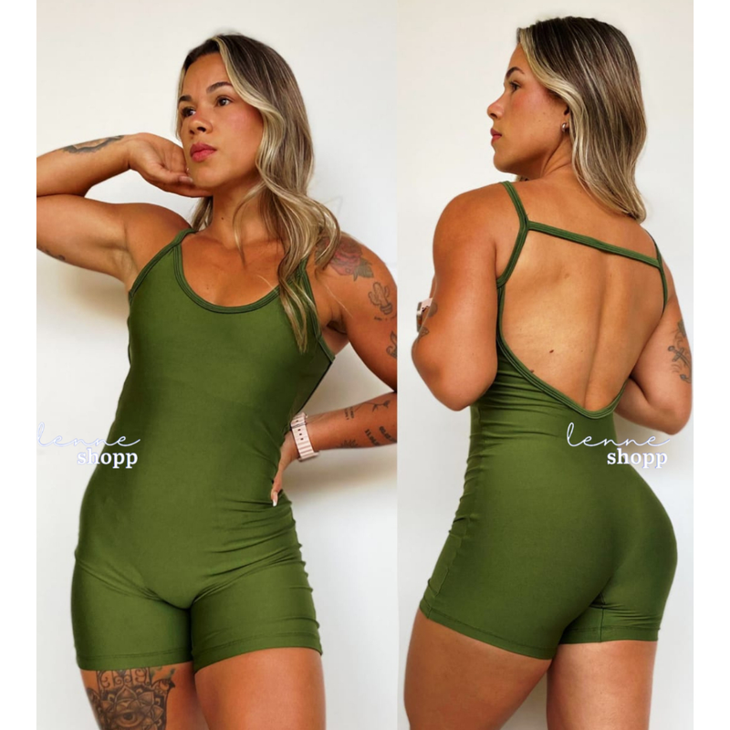 Macaquinho Fitness Feminino Suplex com Costas Abertas.