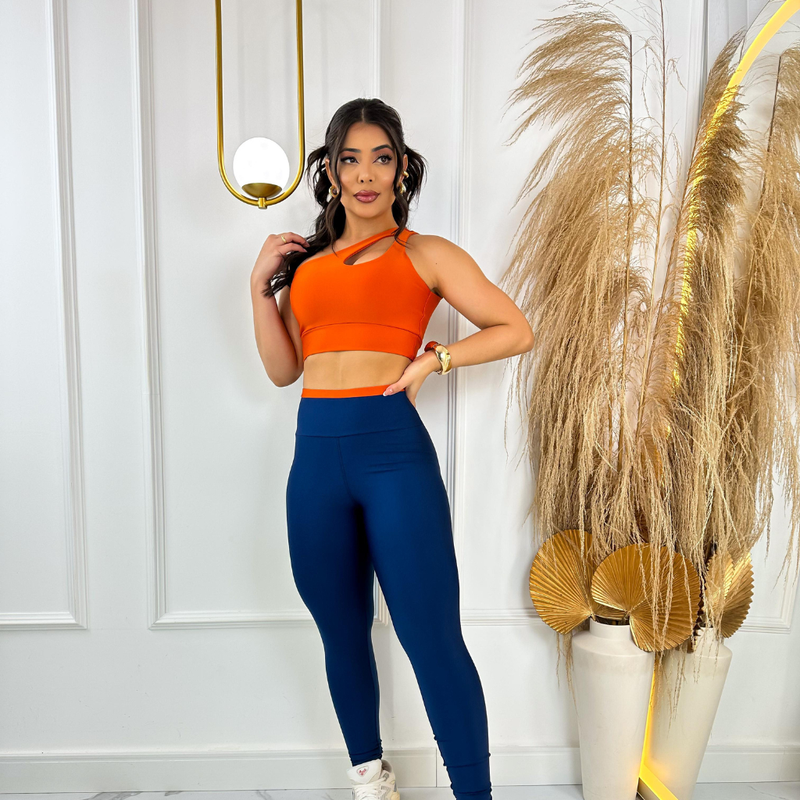 Conjunto Fitness Bicolor – Top Gota + Legging Cós Alto Anatômico