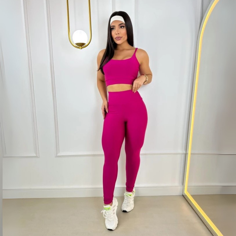 Conjunto Fitness Feminino com Top e Calça Cintura Alta – Zero Transparência