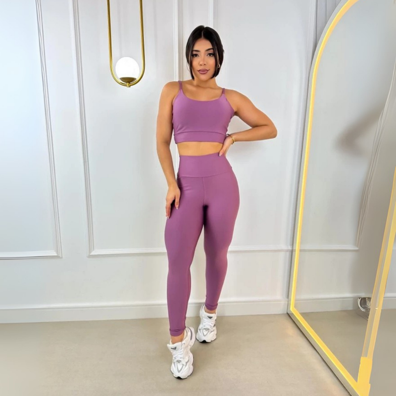Conjunto Fitness Feminino com Top e Calça Cintura Alta – Zero Transparência