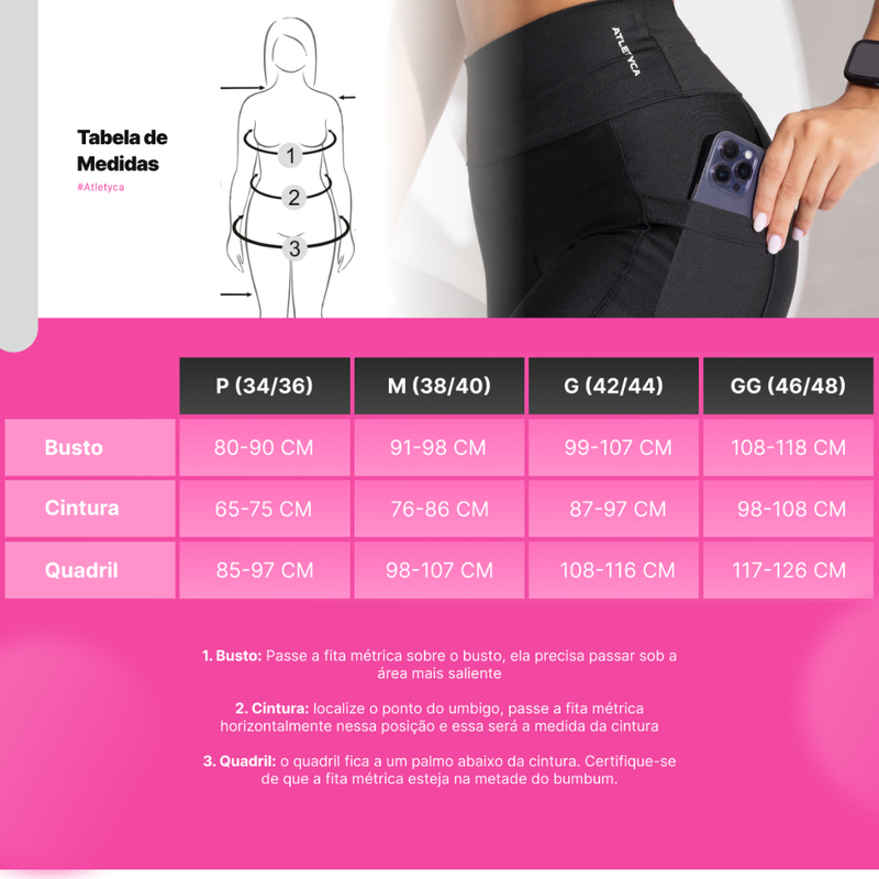 Calça Legging com Bolso Feminina Cintura Alta Academia Atletyca Fitness