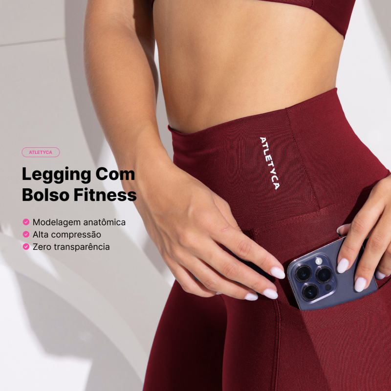 Legging Feminina Cintura Alta com Bolso – Academia e Corrida