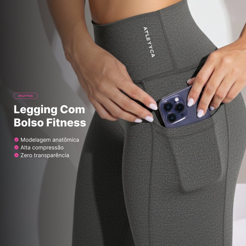 Legging Feminina Cintura Alta com Bolso – Academia e Corrida