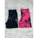 Kit 2 Shorts Fitness Marmorizado Roupa Academia Cintura Alta Feminino Tie Dye Zero Transparencia