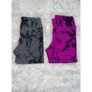 Kit 2 Shorts Fitness Marmorizado Roupa Academia Cintura Alta Feminino Tie Dye Zero Transparencia